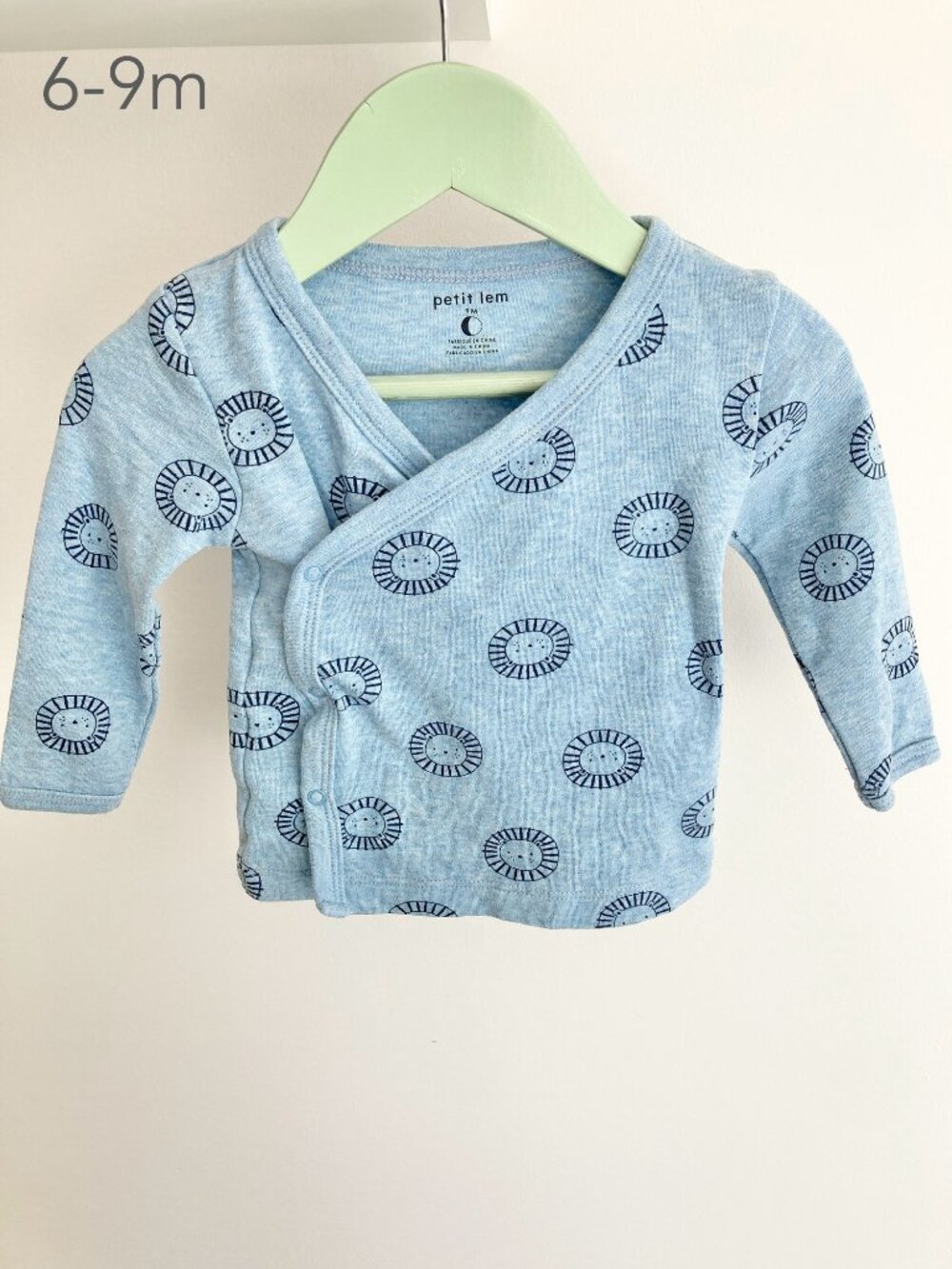 🪴5/$30 Petit Lem 6-9 Months Baby Blue Lion Kimono Wrap Long Sleeve Top Fall